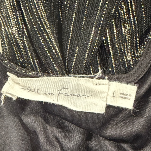 ALL IN FAVOR Elegant Black and Gold Striped Dress - Picture 2 of 2